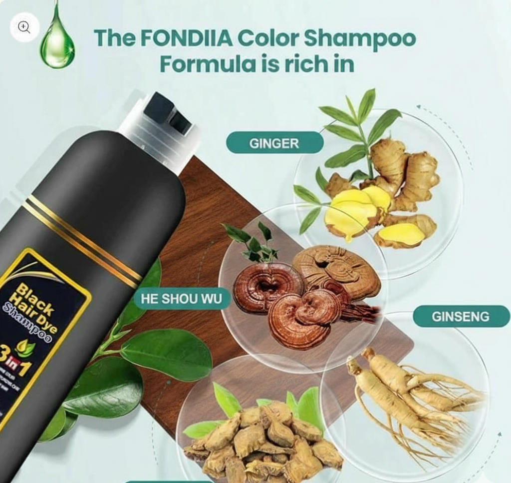 Unisex Instant Black Herbal Hair Dye Shampoo (3-in-1)