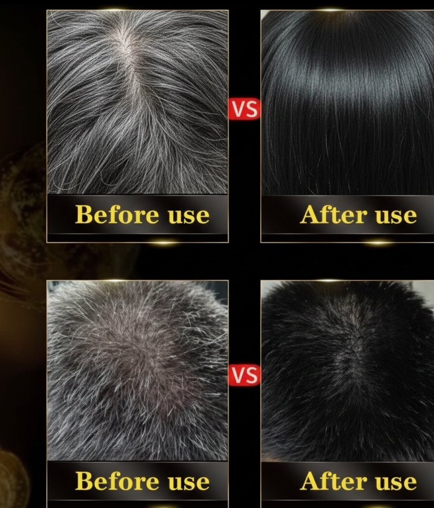 Unisex Instant Black Herbal Hair Dye Shampoo (3-in-1)