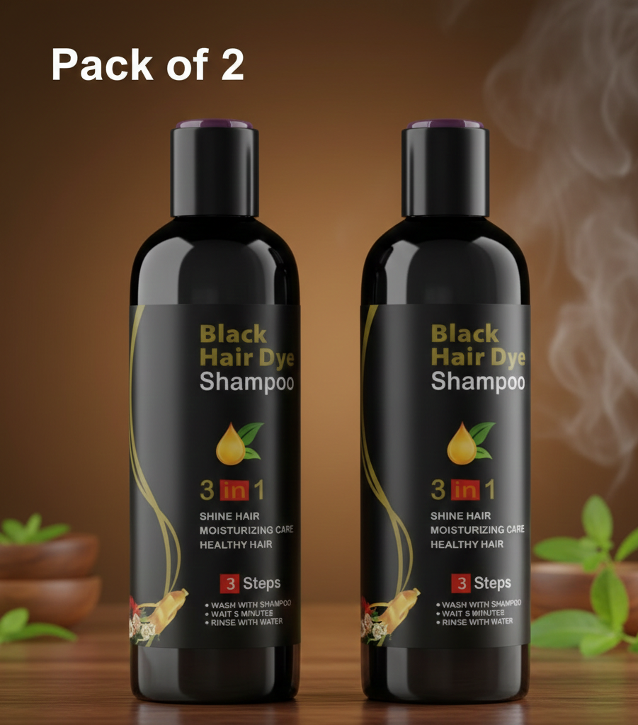 Unisex Instant Black Herbal Hair Dye Shampoo (3-in-1)